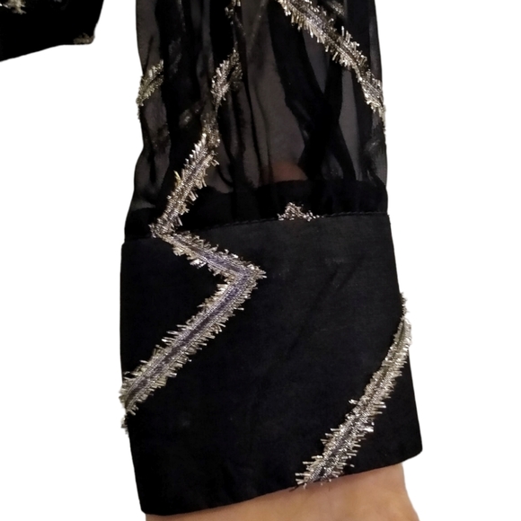 Vtg Metallic Dress Blouse - Picture 9 of 10